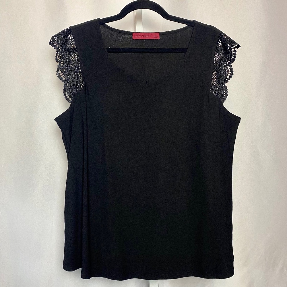 💙5/$15 Love Scarlett Womenʻs Black Lace Trimmed Sleeveless Blouse X-Large
